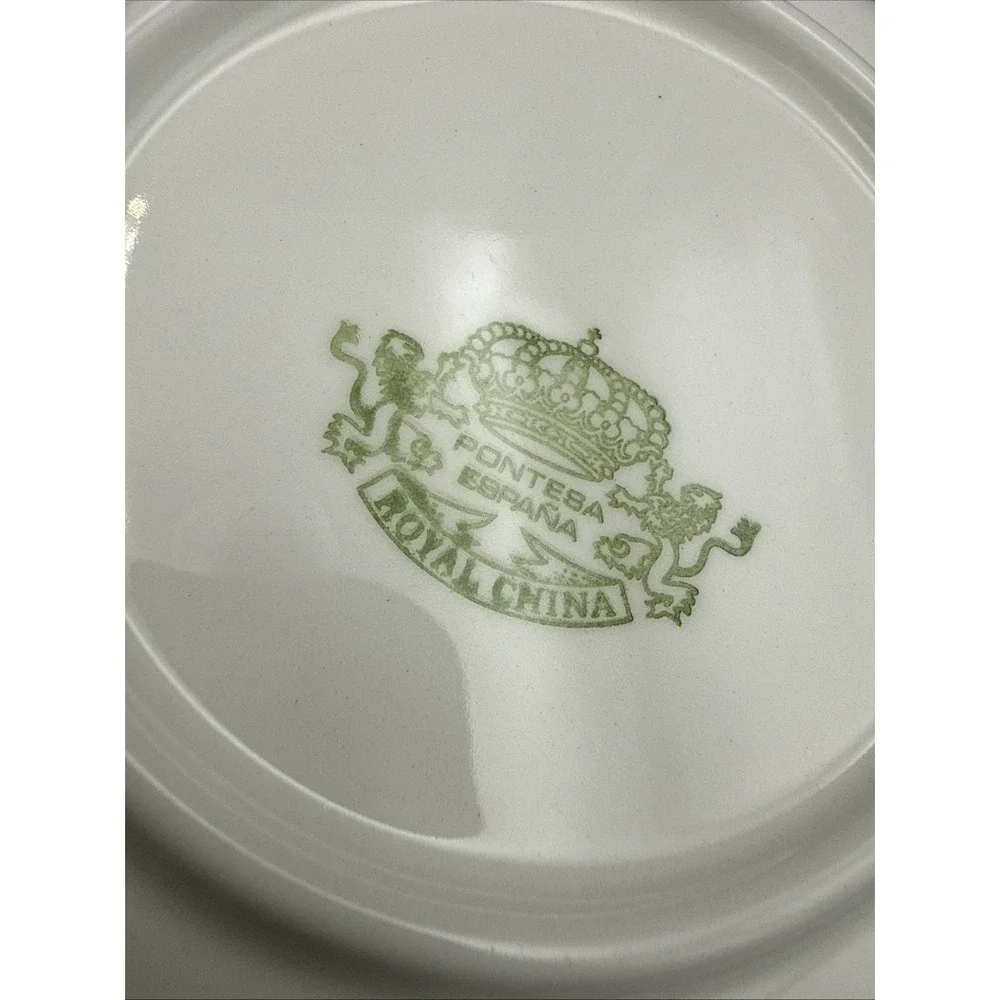 (2) pontesa ironstone spain Cereal Bowl White Leaf Pattern 6 3/8